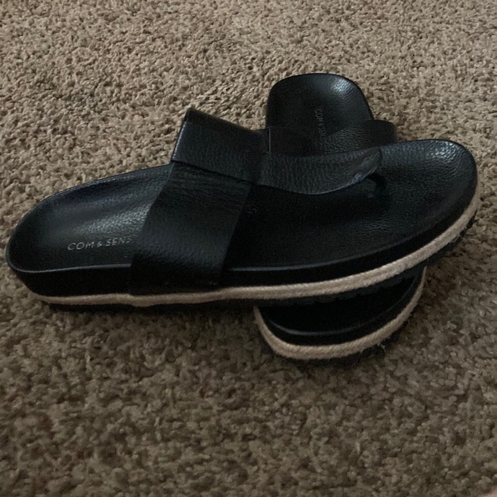 Com & Sens Lania Espadrille Black T-Strap Sandal 7M